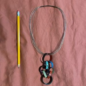 Eclectic painted  metal looped choker necklace.